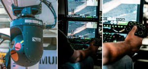 These photos detail the Kodiak 900 Multi-Mission Aircraft’s underwing sensor turret installation (at left) and the operator’s console.